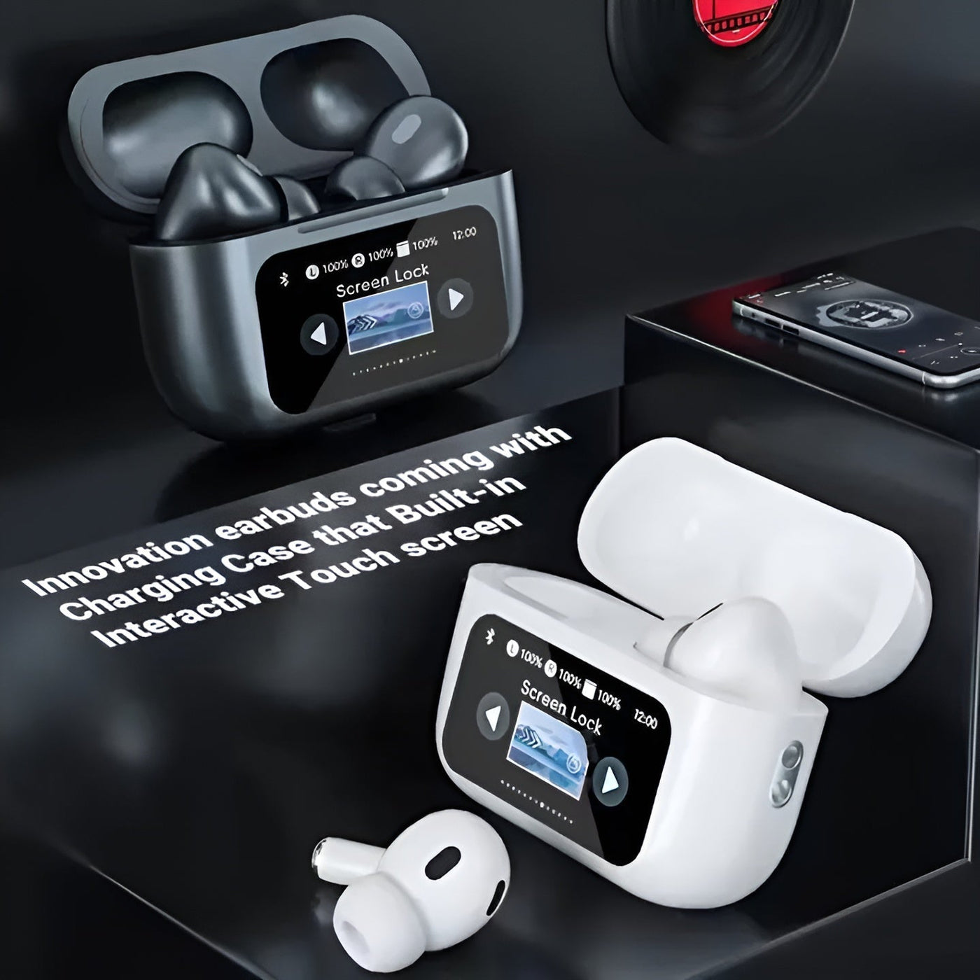 A9 Pro Earbuds Anc/enc Dauble Dark Touch Screen Display Noise Reduction Wireless Earbuds