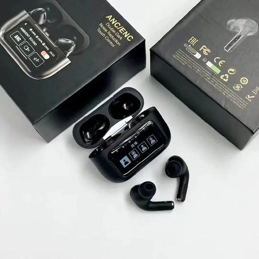A9 Pro Earbuds Anc/enc Dauble Dark Touch Screen Display Noise Reduction Wireless Earbuds
